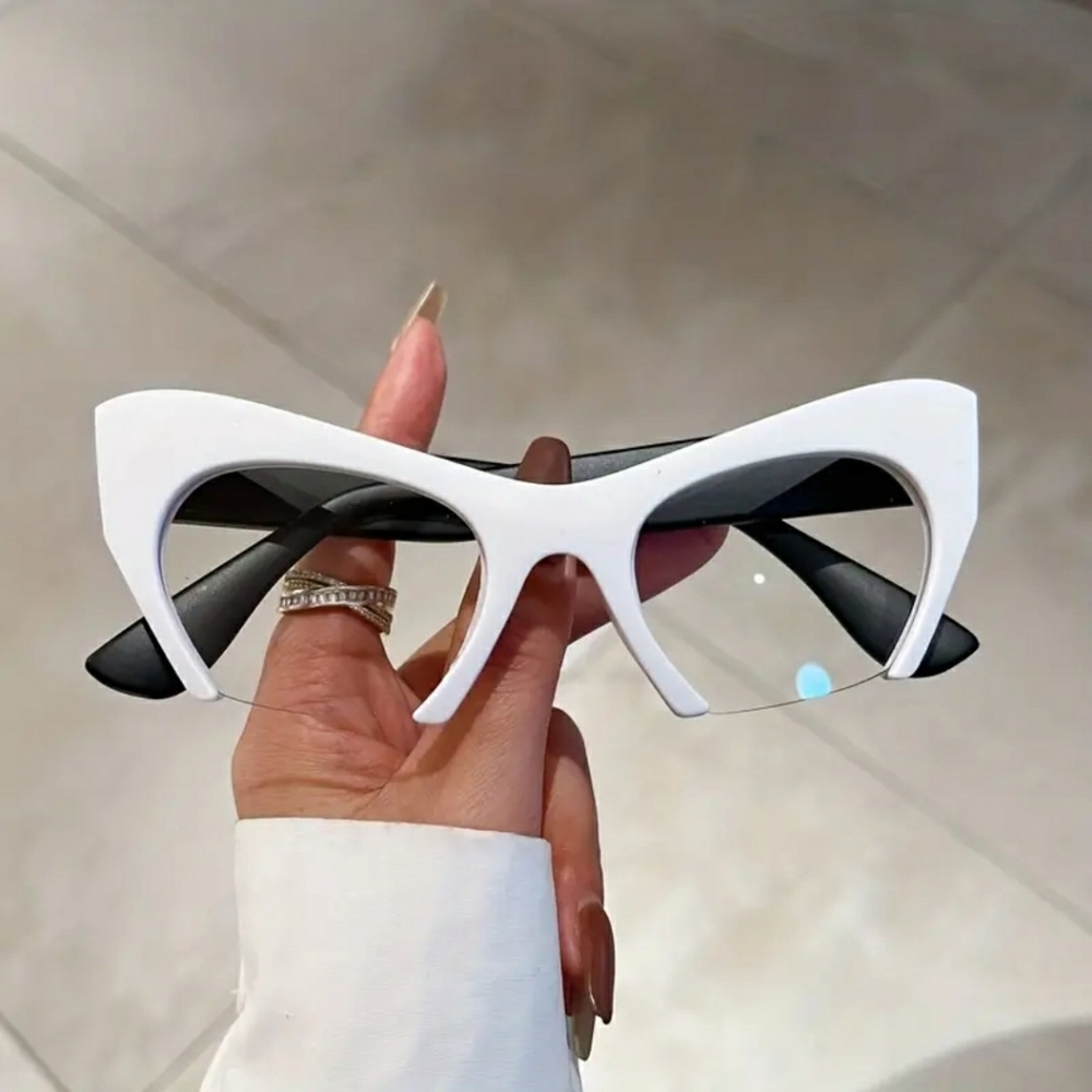 White Retro clear lens glasses